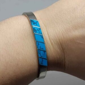 Turquoise Colour Sterling Silver Hinge  Bracelet